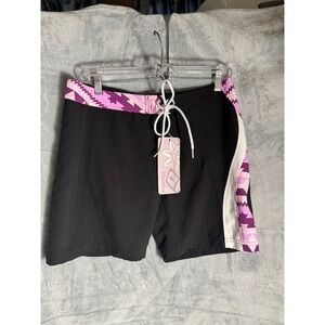Level Six Womens Board Shorts‎ Black Purple Geometric Paddle Surf Size
 8 NEW